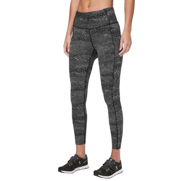 Lululemon Athletica Pants - Lululemon Fast & Free 7/8 Tight II *Nulux 25" In Meisai White Black Size 4